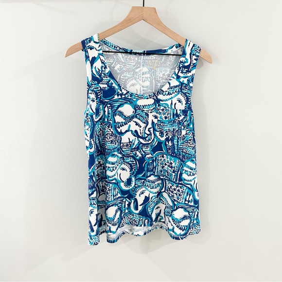 Lilly Pulitzer Crayton Racer Back Tank Blue Size Medium - Picture 2 of 6